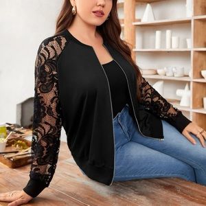 Plus size black bumper Jacket
